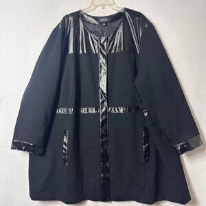 Dennis Basso Ponte Topper w/Patent Textured Vegan Leather Trim Jacket sz 5X NEW